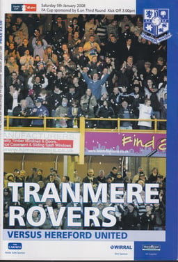 Tranmere Rovers v Hereford United Match Programme 2008-01-05